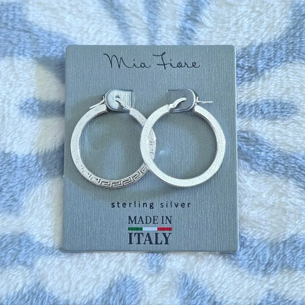 Mia Fiore Silver🤍 Greek🇬🇷 Key🔑 Hoop Earrings